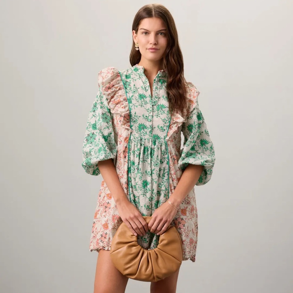Designer Hofmann Copenhagen Erika Floral Ruffle Babydoll Mini Dress EU 44 US 12